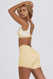 Ruched Mini Shorts in Lemon Marl