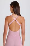 Stretch Cotton Jersey Layered Crossback Bodysuit in Mauve