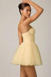 Tulle Corset Mini Dress in Yellow