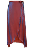 Lamà Wrap Maxi Skirt Burgundy Lame