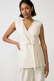 Linen Sleeveless Belted Vest