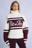 Knit Turtleneck Oversized Jumper in Burgundy