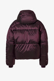 Waterproof Cropped Oversized Ski Jacket in Burgundy