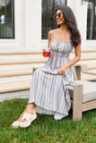 Lovingly Yours Lavendar Stripe Floral Midi Dress