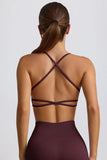Super Sculpt Seamless Backless Sports Bra in Burgundy