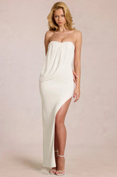 Bandeau Draped Maxi Dress in Pearl