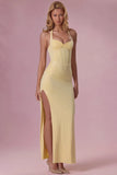 Jersey Corset Bridesmaid Dress in Butter Yellow