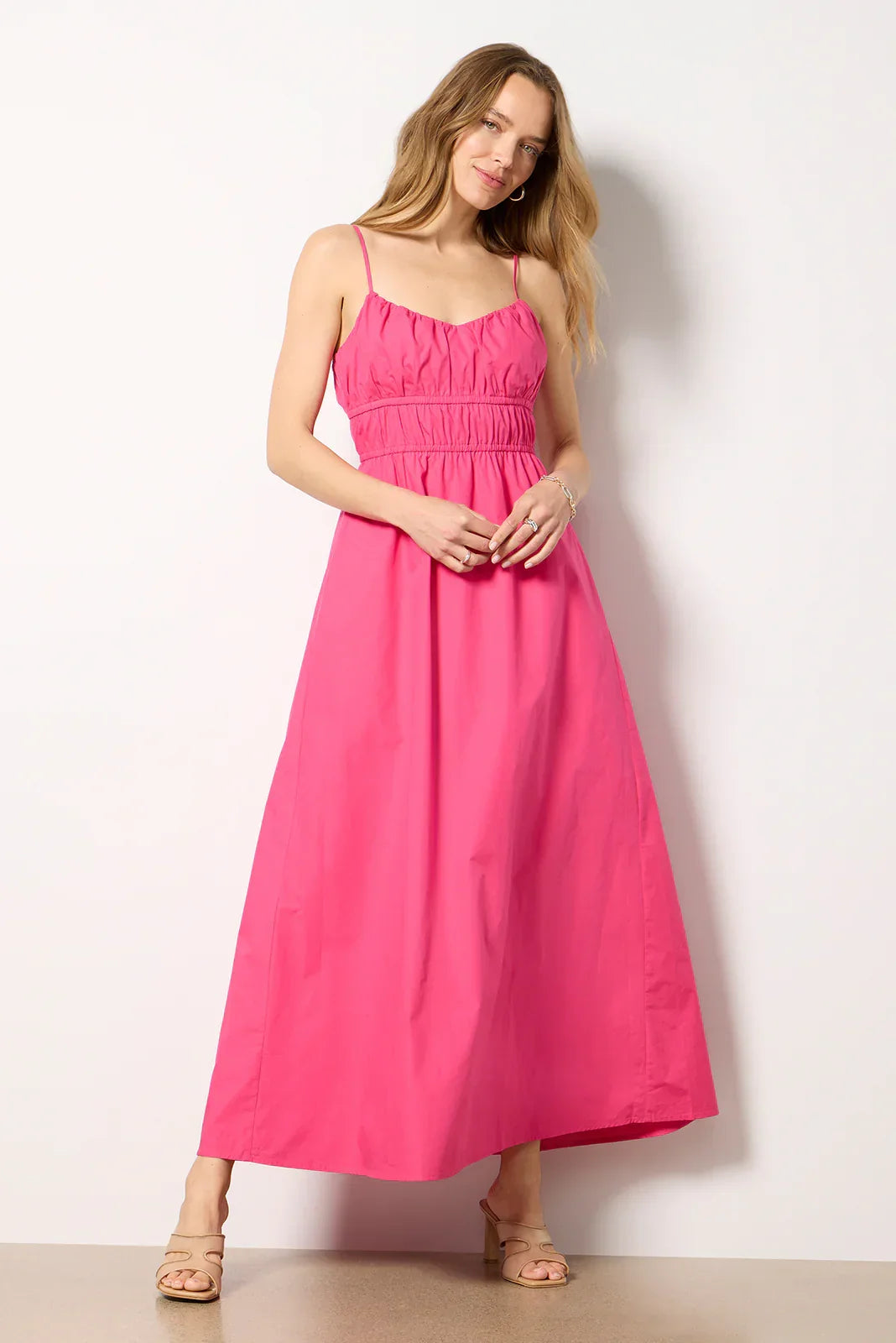 Poplin Ruched Maxi Dress
