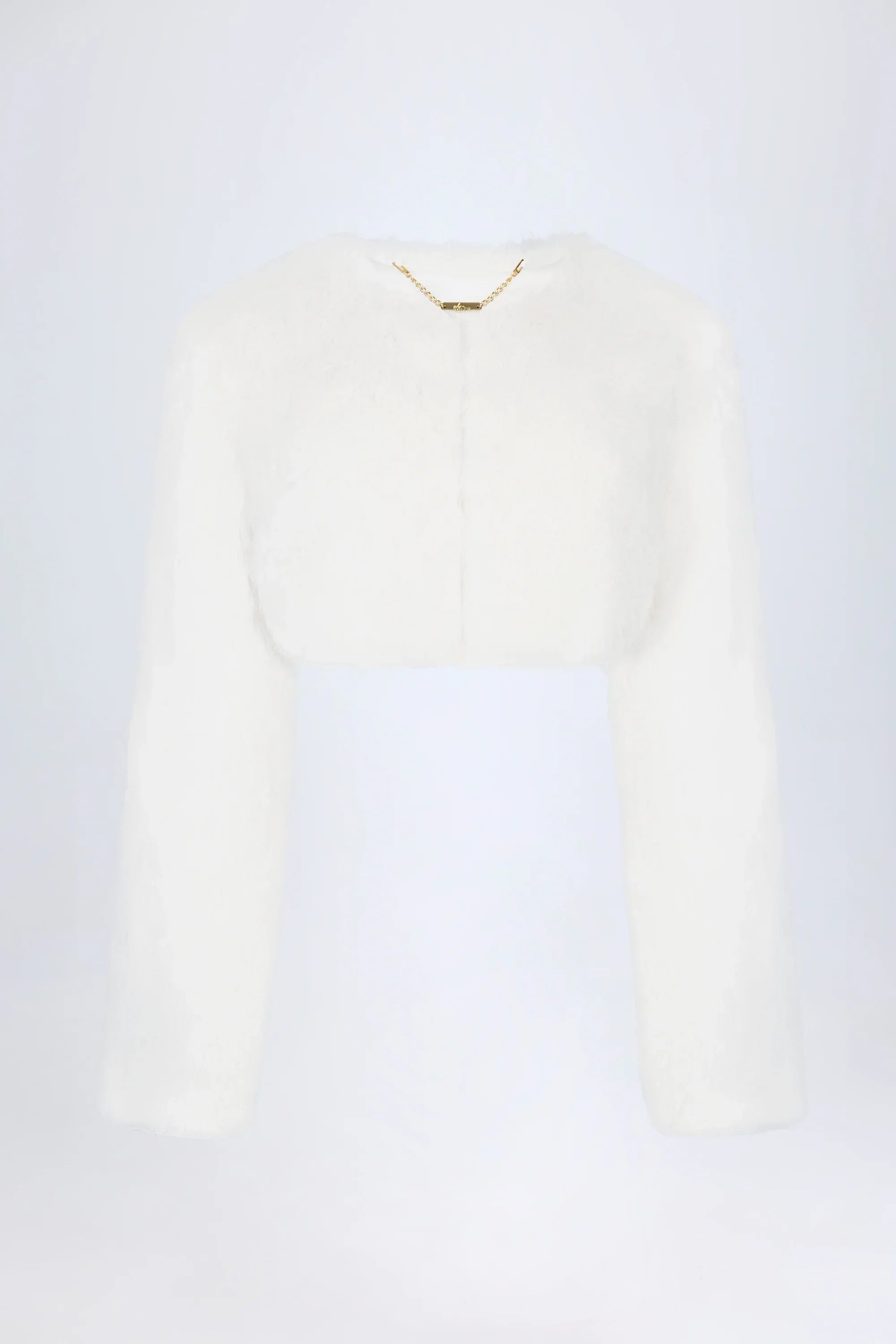 Faux Fur Cropped Bolero in White