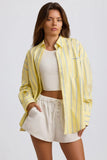 Cotton Poplin Stripe Oversized Shirt in Yellow Stripe