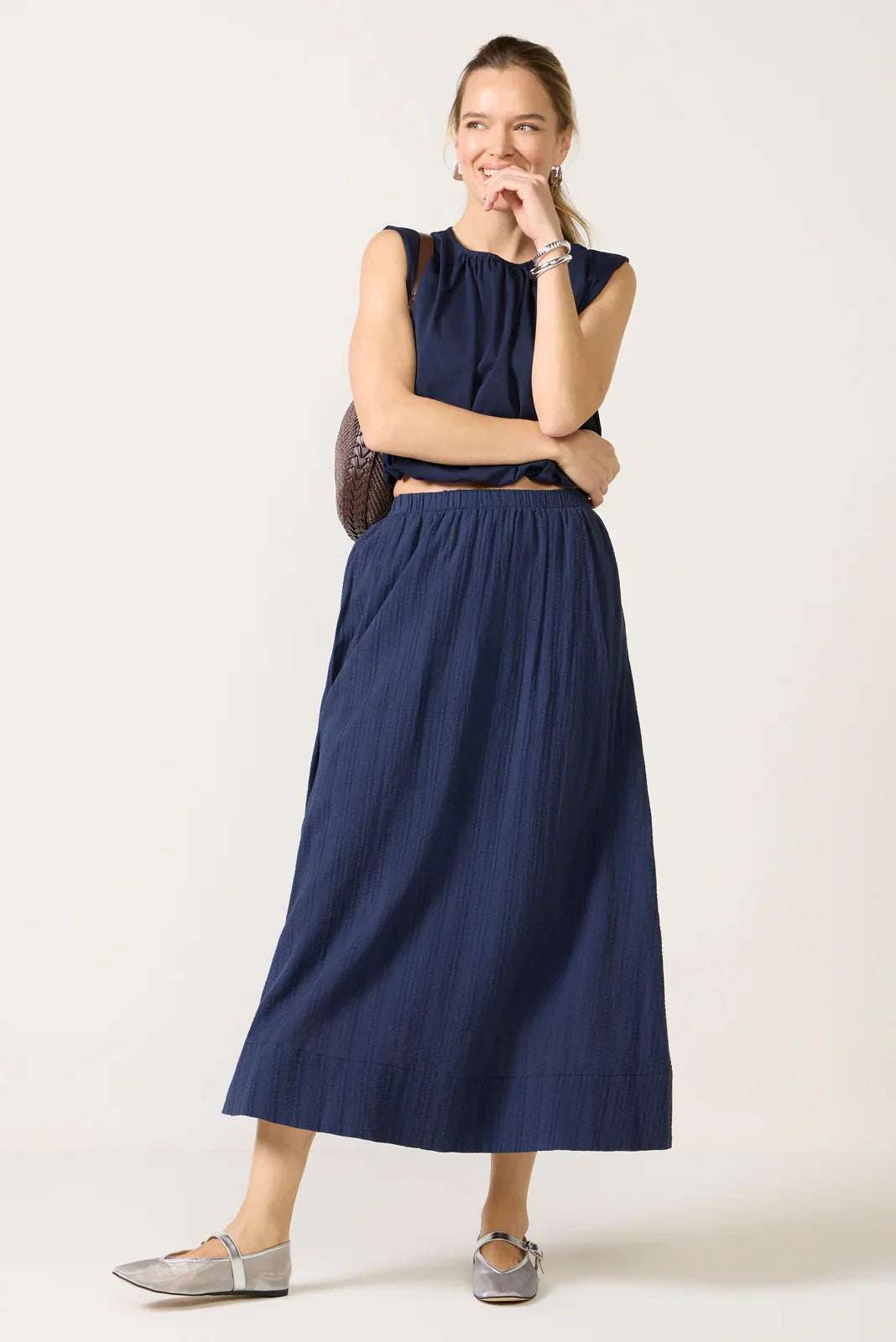 Shadow Stripe Maxi Skirt