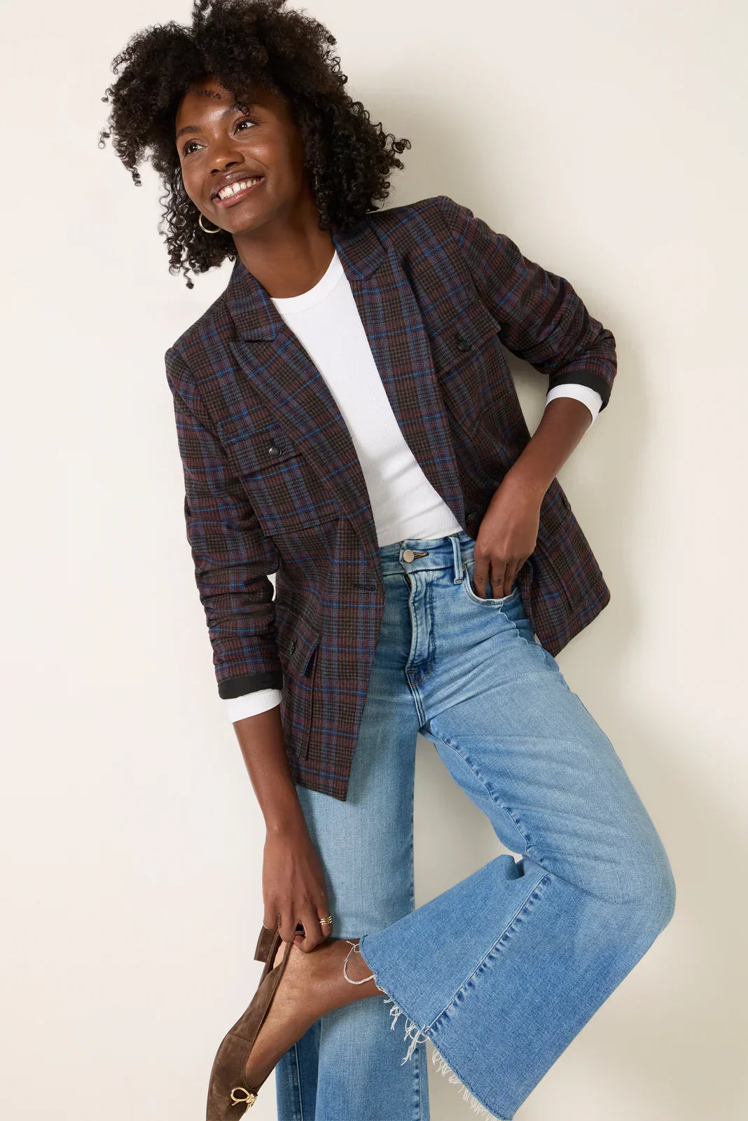 Jackie Plaid Blazer