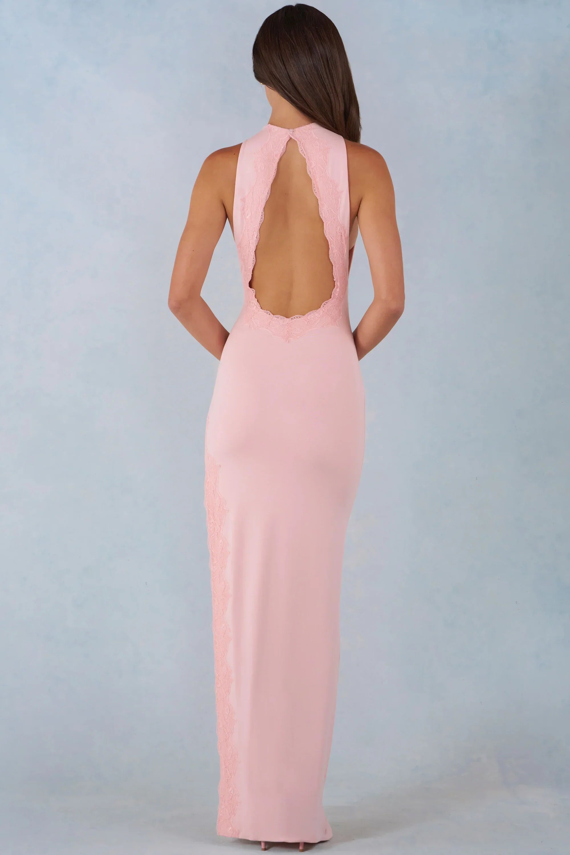 Modal Halterneck Maxi Dress in Blush Pink