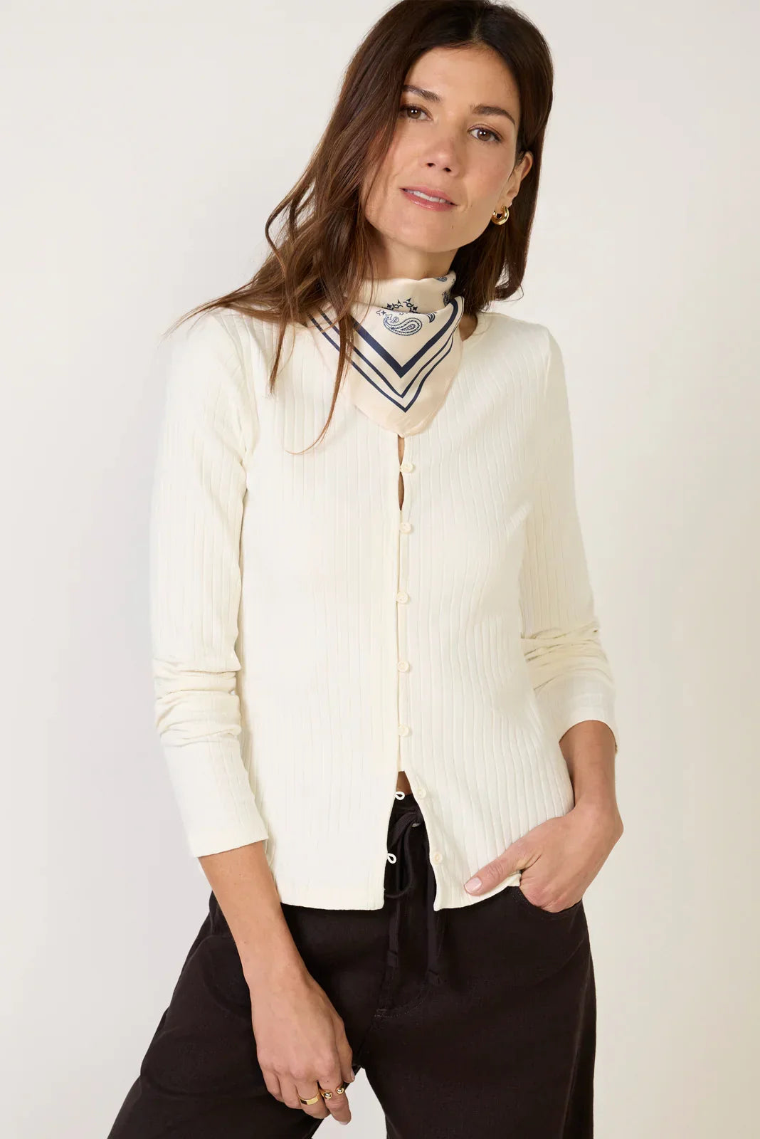 Button Front Rib Top