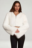Faux Fur Cropped Bolero in White