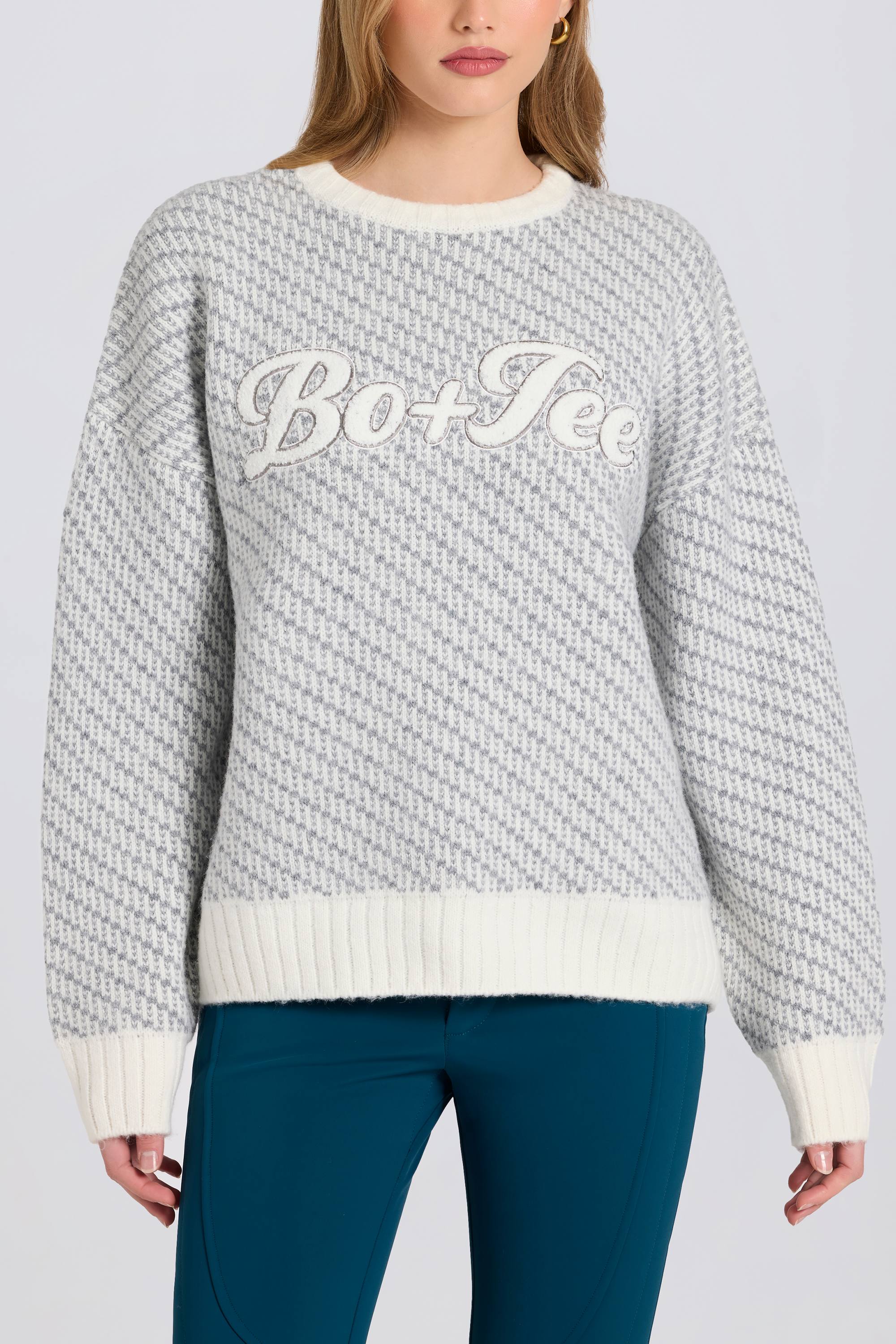 Knit Logo Oversized Jumper in Ice