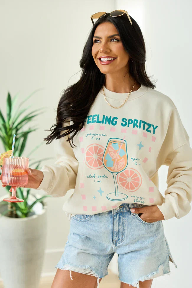 Feeling Spritzy Cream Graphic Sweatshirt