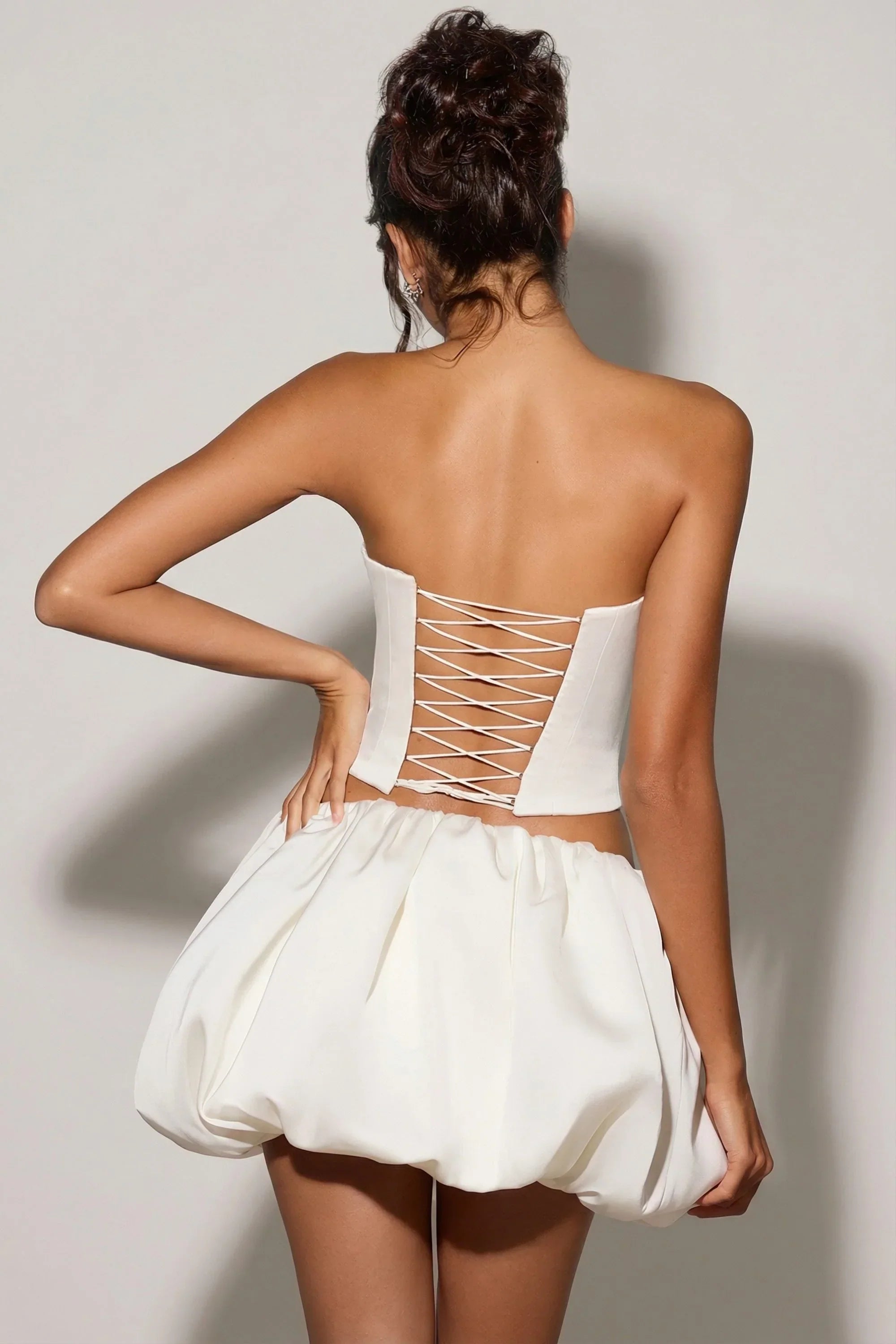 Bubble Hem Micro Mini Skirt in White