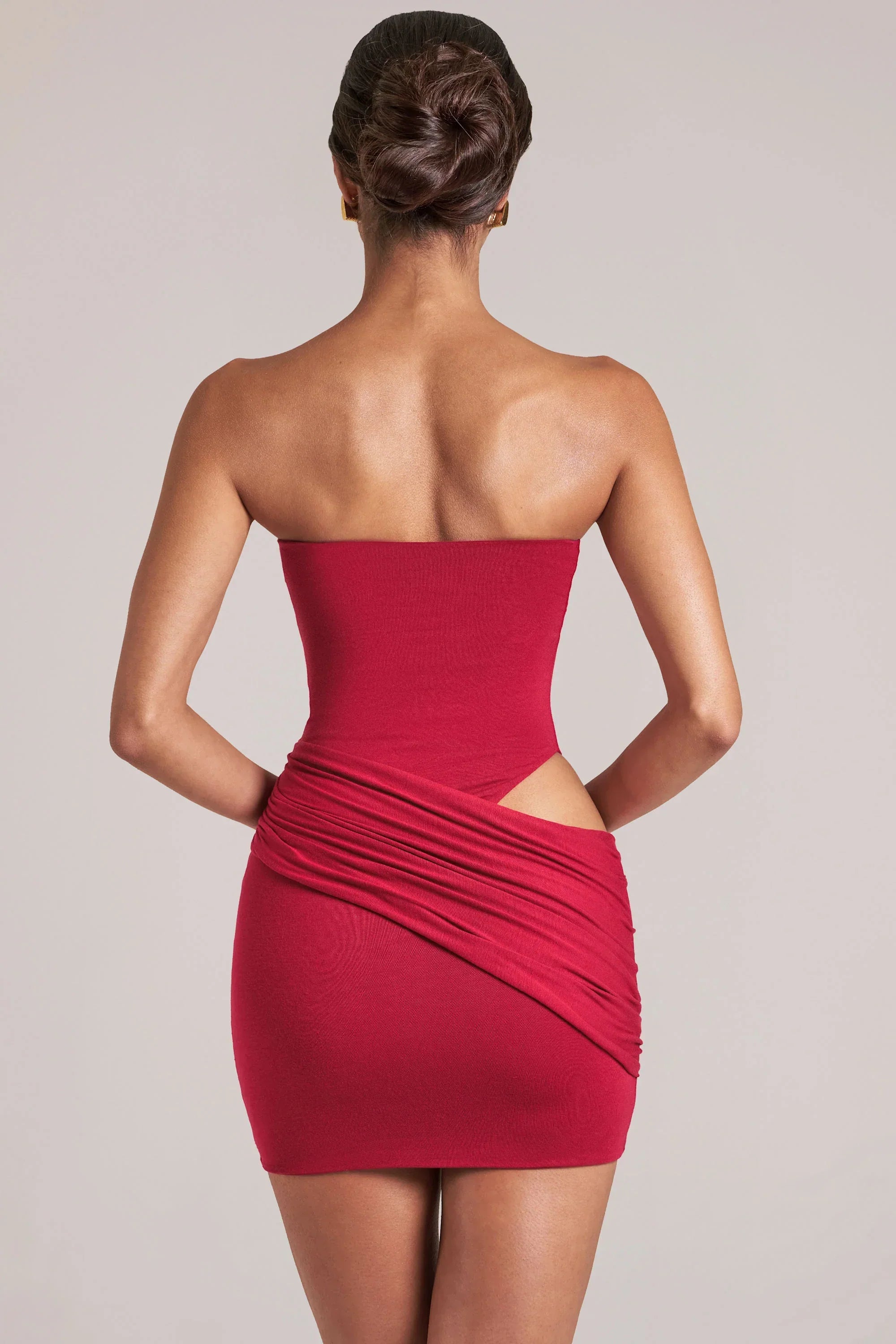 Bandeau Bodycon Mini Dress in Cherry Red