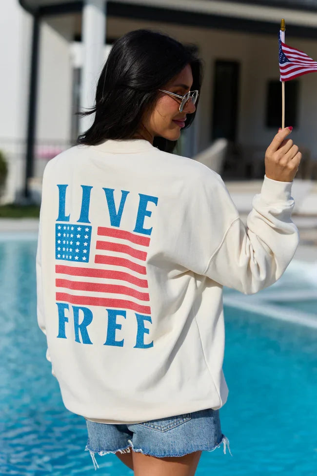 Live Free Cream Graphic Sweatshirt
