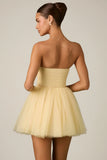 Tulle Corset Mini Dress in Yellow