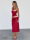 CALINE MIDI SKIRT RED