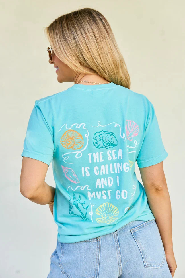 The Sea Is Calling Multi Mint Graphic Tee