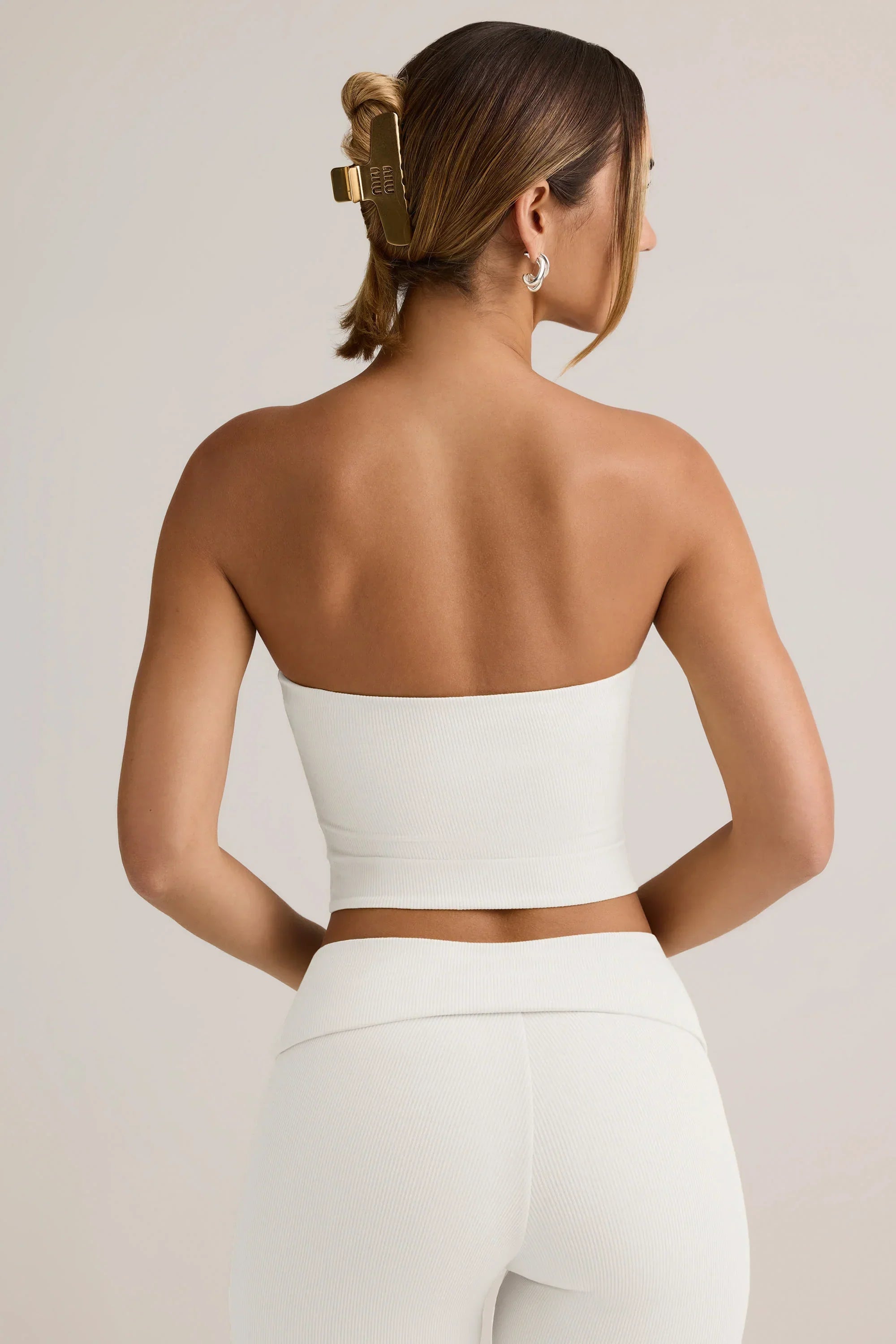 Modal Strapless Crop Top in White