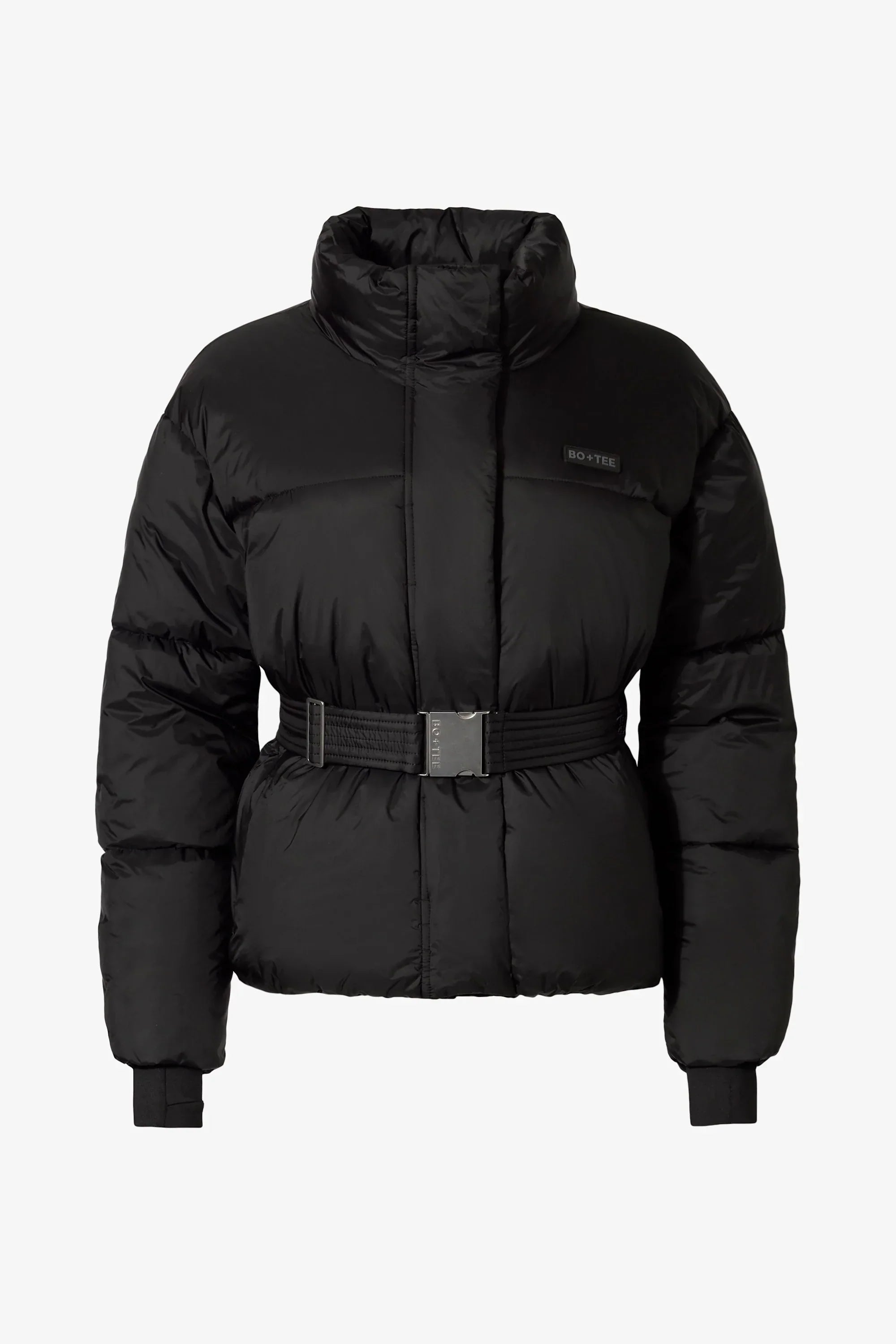Waterproof Belted Oversized Ski Jacket in Black
