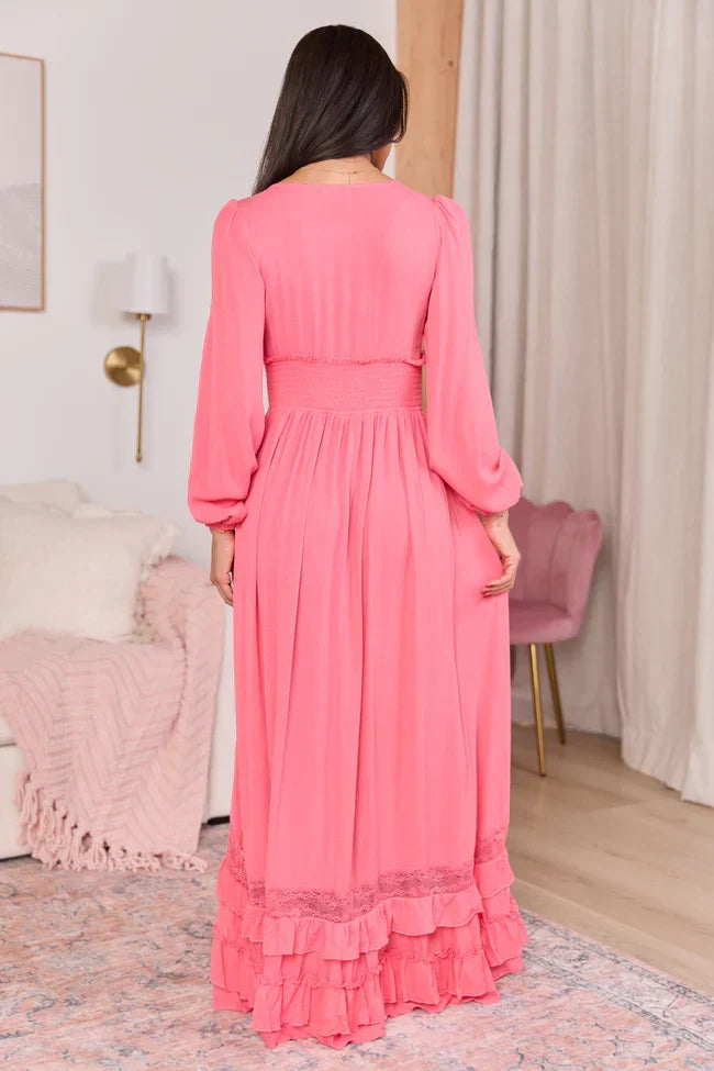 Lucky To Have You Coral Maxi Dress