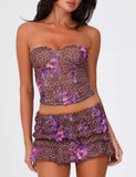 HOLLIS SKORT NEUTRAL FLORAL FLORAL LEOPARD