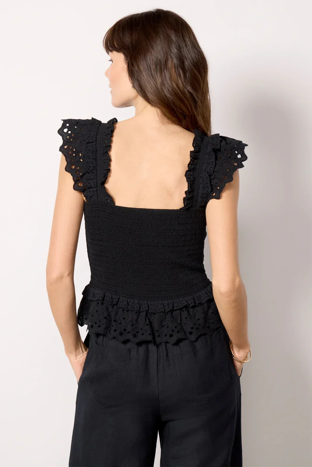 Talia Smocked Flutter Tank
