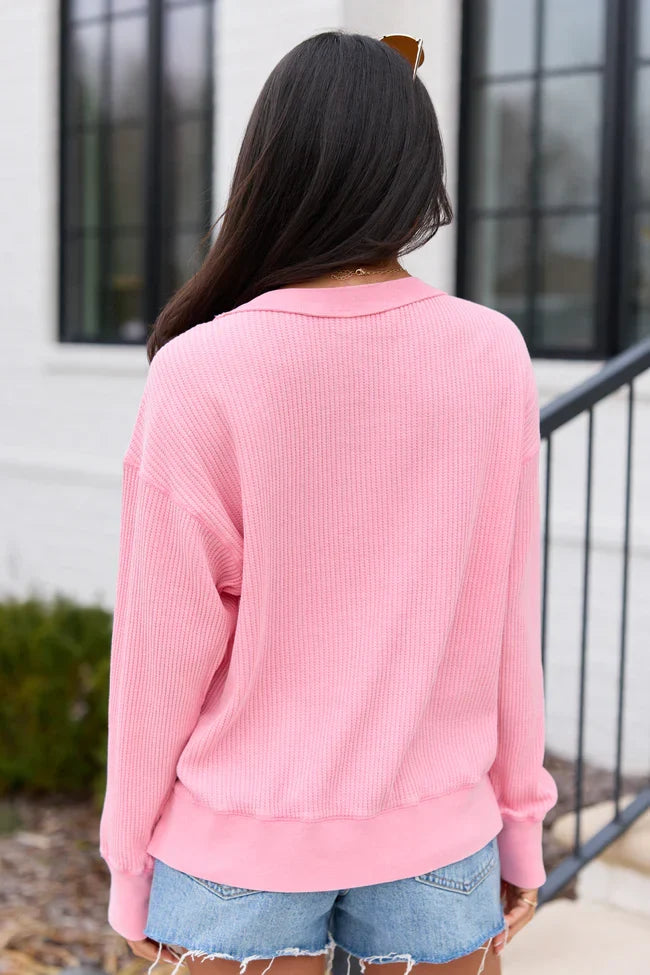 Rue Pink Thermal Long Sleeve Top