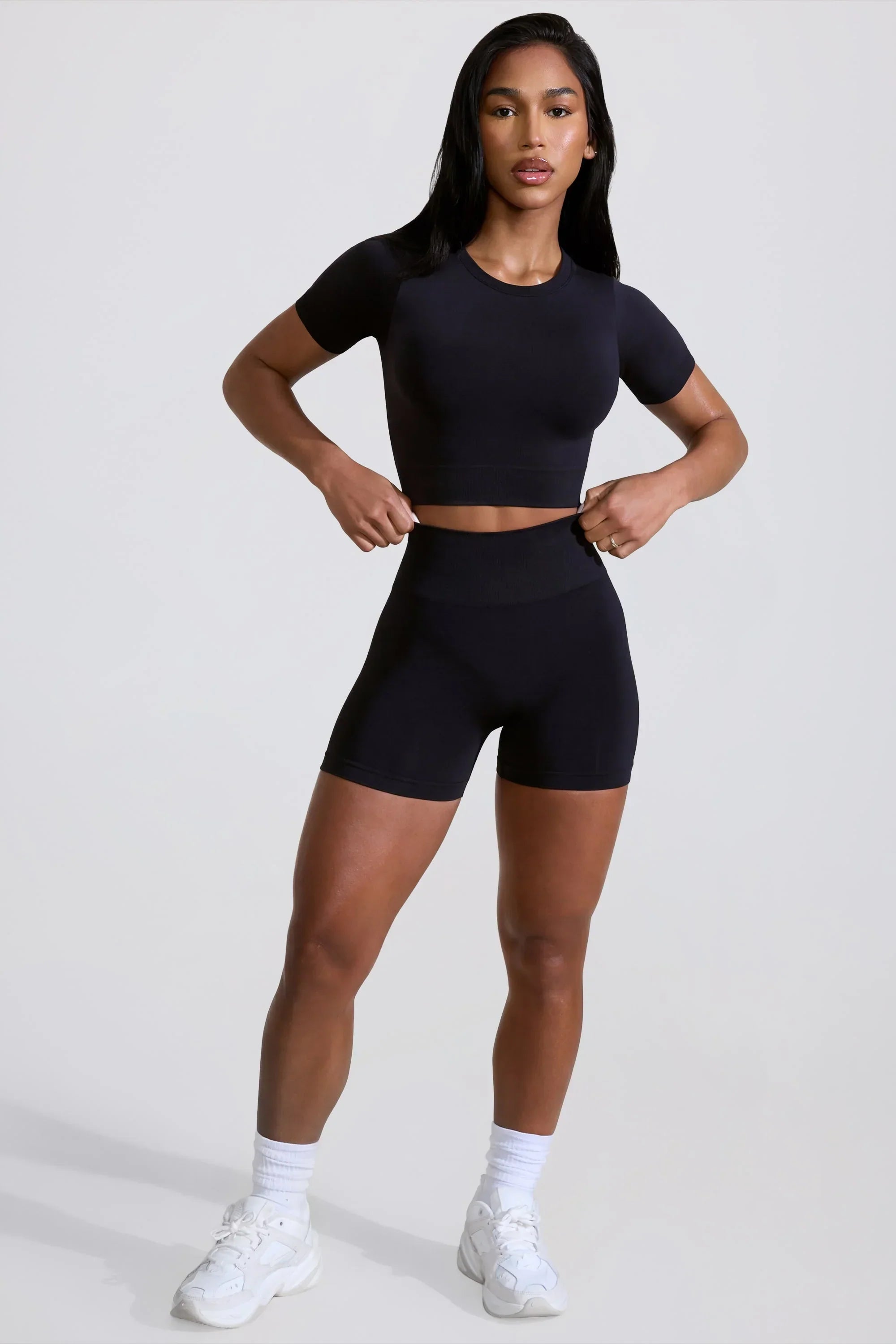High Waist Define Luxe Mini Shorts in Black
