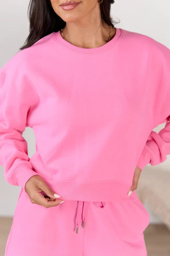 Everyday Ease Pink Cropped Sweatshirt