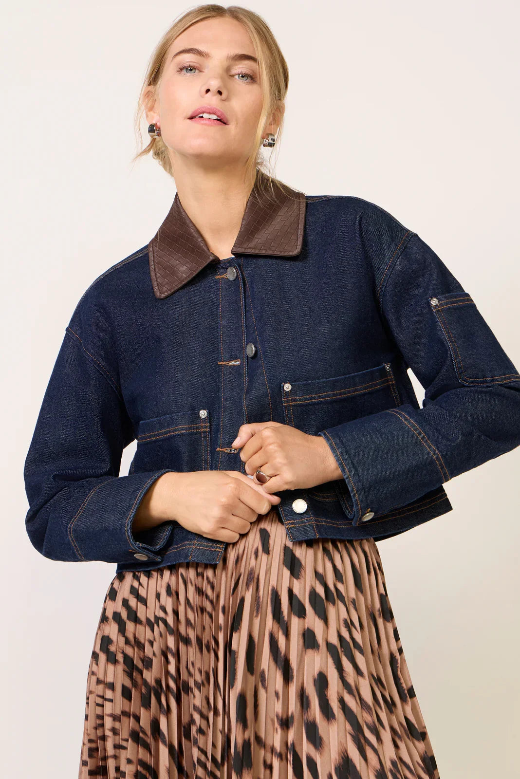 Combo Collar Denim Jacket