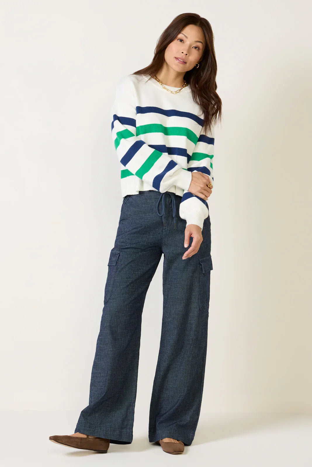 Skye Volume Sleeve Striped Sweater