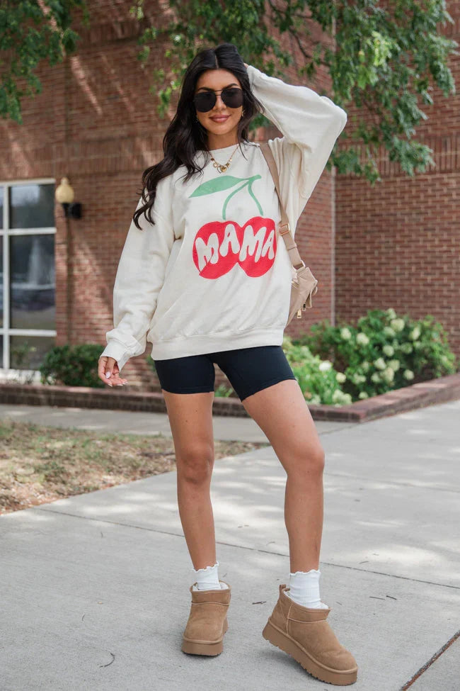 Mama Cherry Cream Graphic Sweatshirt