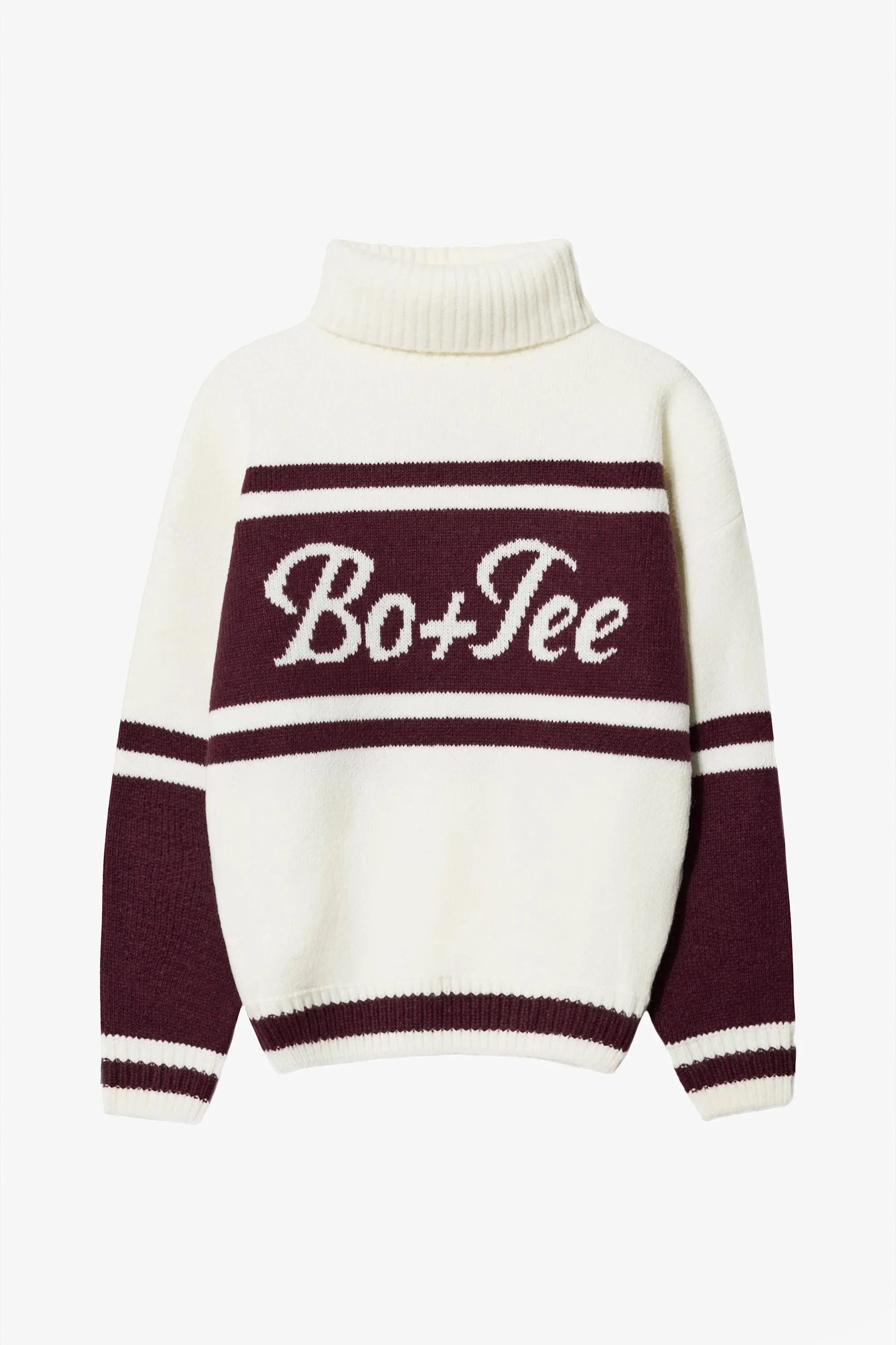 Knit Turtleneck Oversized Jumper in Burgundy