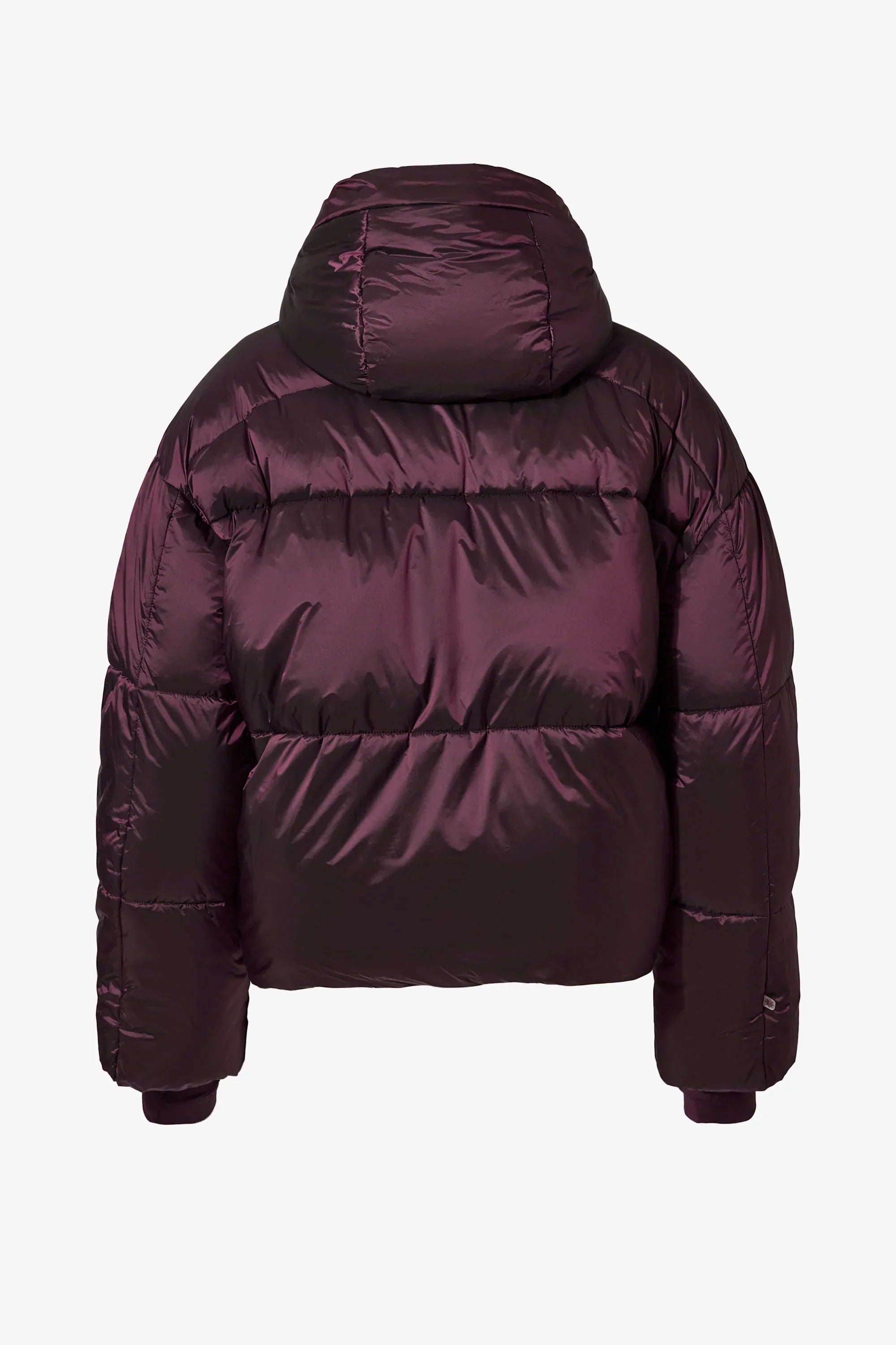 Waterproof Cropped Oversized Ski Jacket in Burgundy