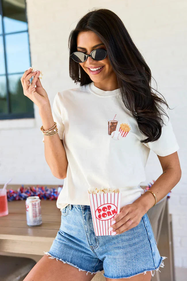 Just Here For The Snacks Ivory Graphic Tee