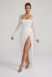 Embellished Cowl Neck Maxi Dress in Ivory