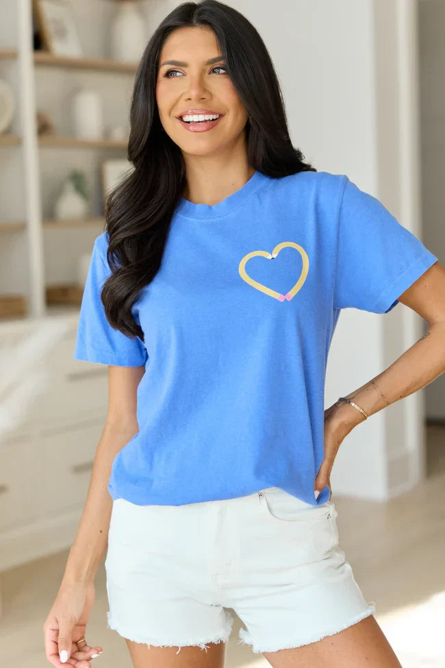 Pencil Heart Blue Graphic Tee