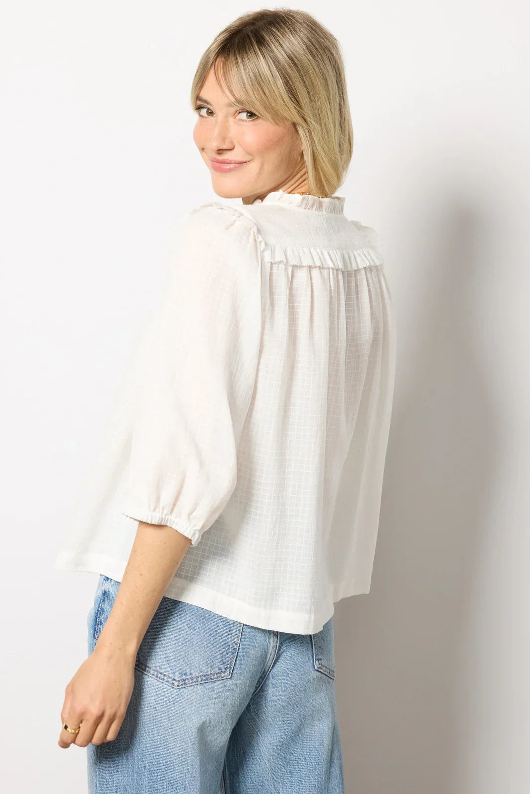 Quarter Sleeve Crochet Blouse