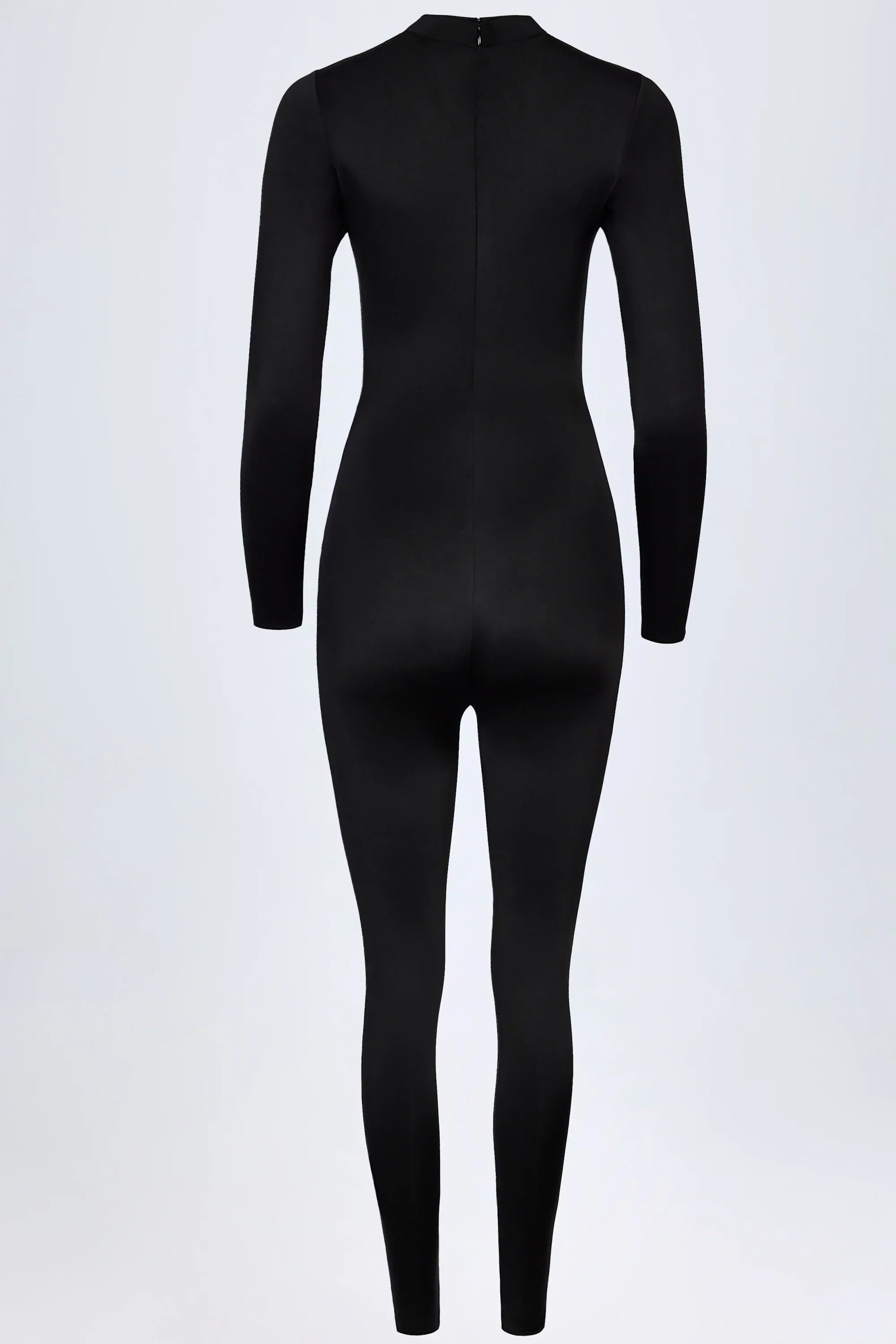 High Neck Long Sleeve Jumpsuit in Black