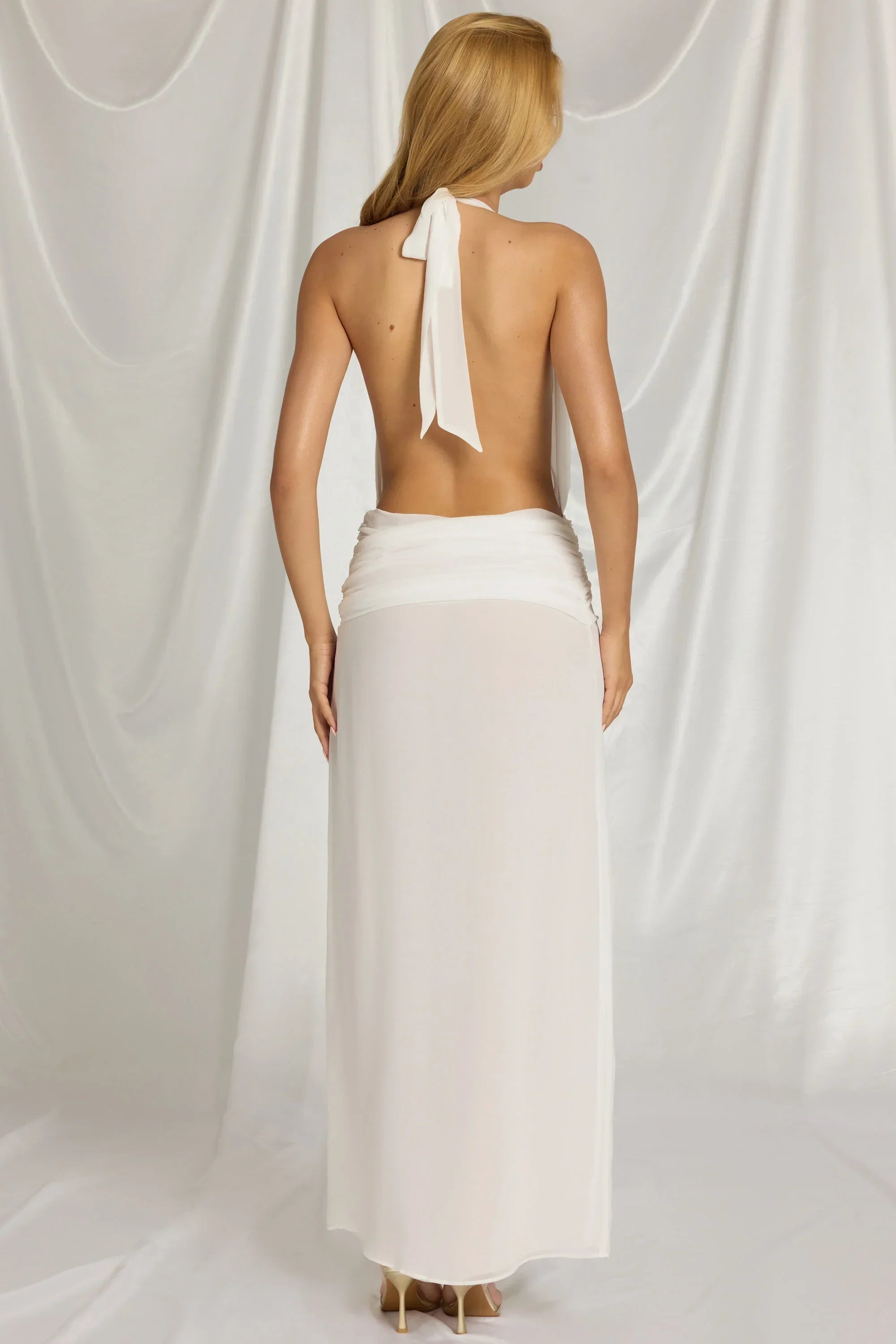 Halterneck Maxi Dress in White