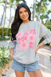 Organic Floral Print Light Grey Graphic Sweatshirt