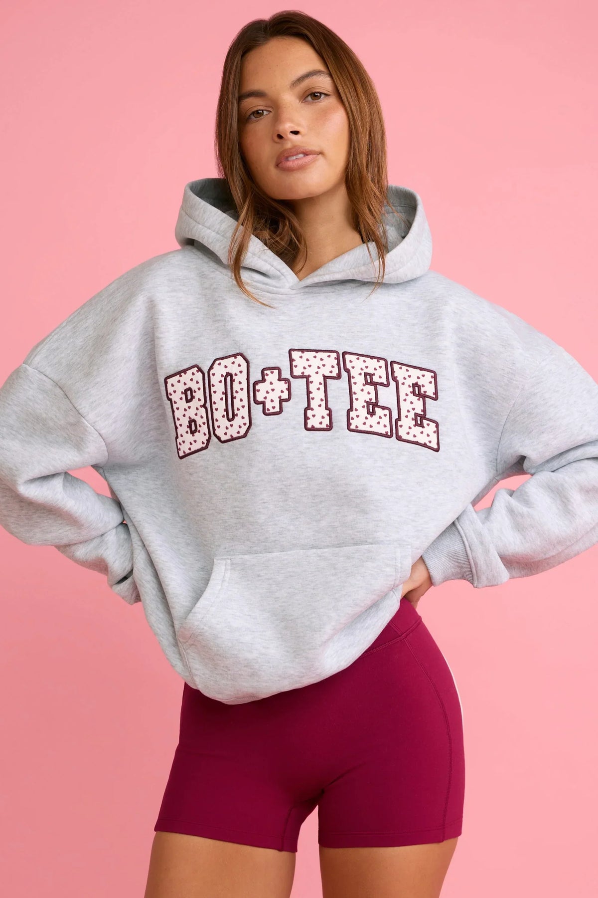 Oversized Applique Hoodie in Grey