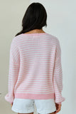 Lennon Blush and Ivory Striped Knit Sweater