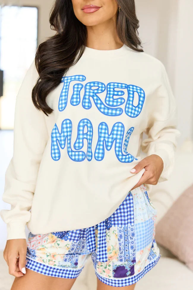 Tired Mama Cream Graphic Sweatshirt